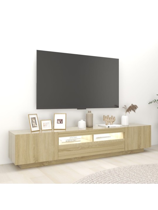 TV-taso LED-valoilla Sonoma-tammi 200x35x40 cm