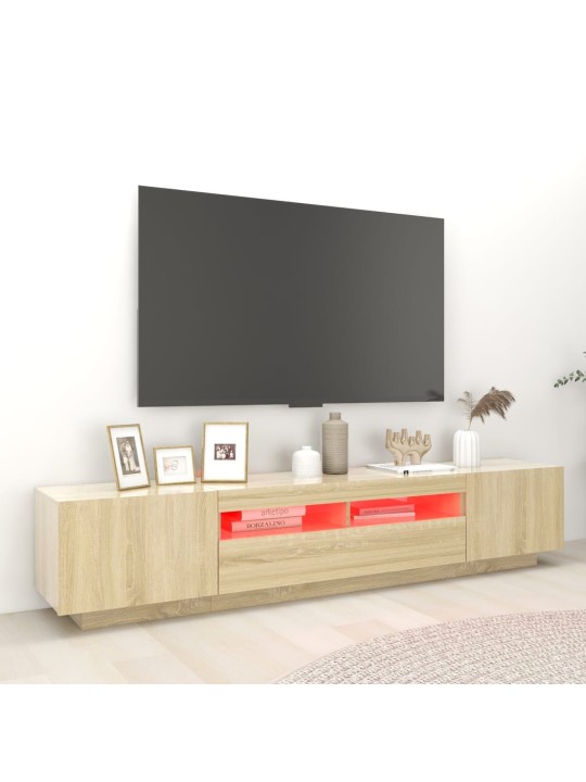 TV-taso LED-valoilla Sonoma-tammi 200x35x40 cm