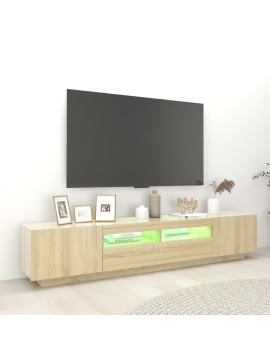 TV-taso LED-valoilla Sonoma-tammi 200x35x40 cm