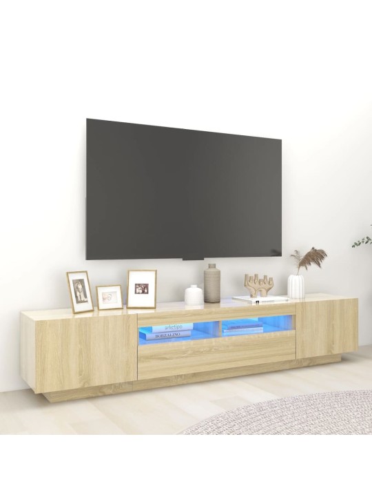 TV-taso LED-valoilla Sonoma-tammi 200x35x40 cm