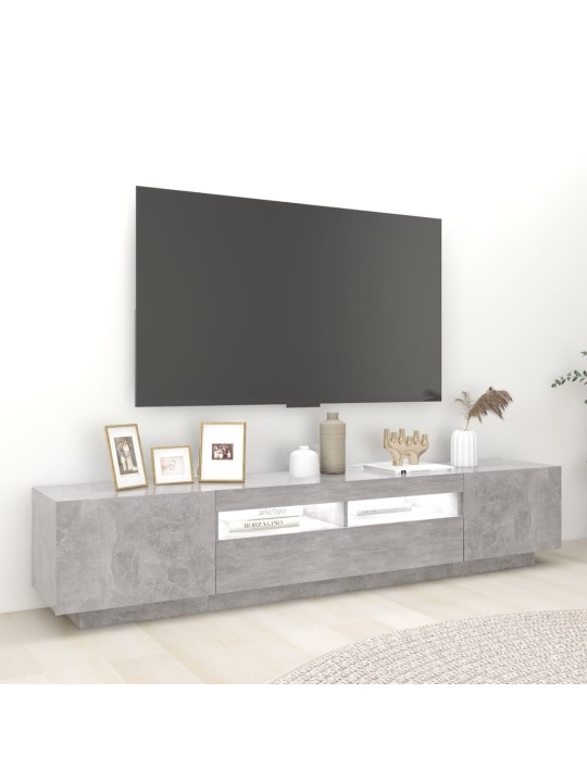 TV-taso LED-valoilla betoninharmaa 200x35x40 cm