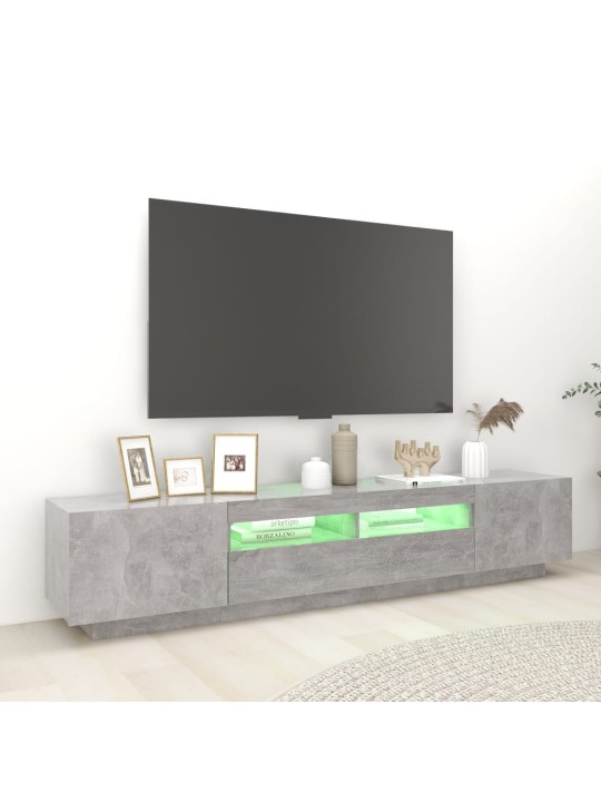 TV-taso LED-valoilla betoninharmaa 200x35x40 cm