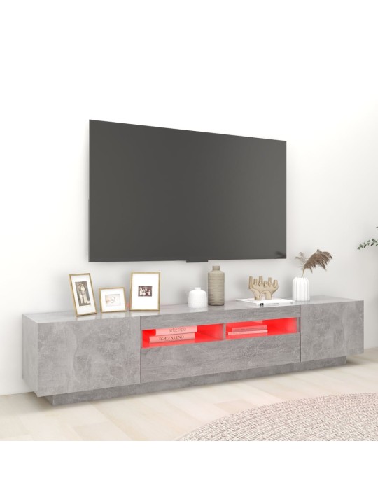 TV-taso LED-valoilla betoninharmaa 200x35x40 cm