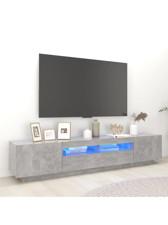 TV-taso LED-valoilla betoninharmaa 200x35x40 cm