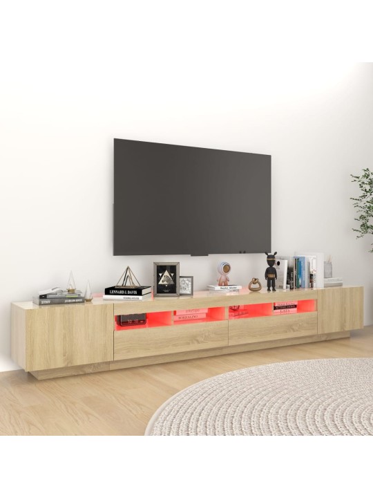 TV-taso LED-valoilla Sonoma-tammi 260x35x40 cm