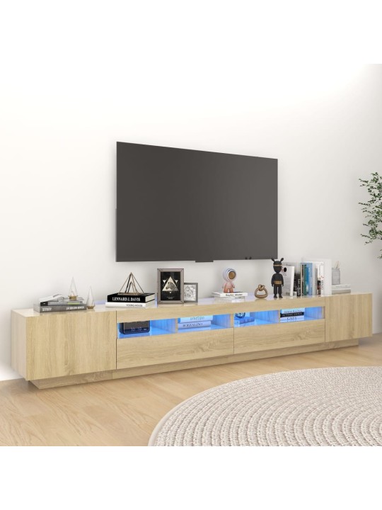 TV-taso LED-valoilla Sonoma-tammi 260x35x40 cm