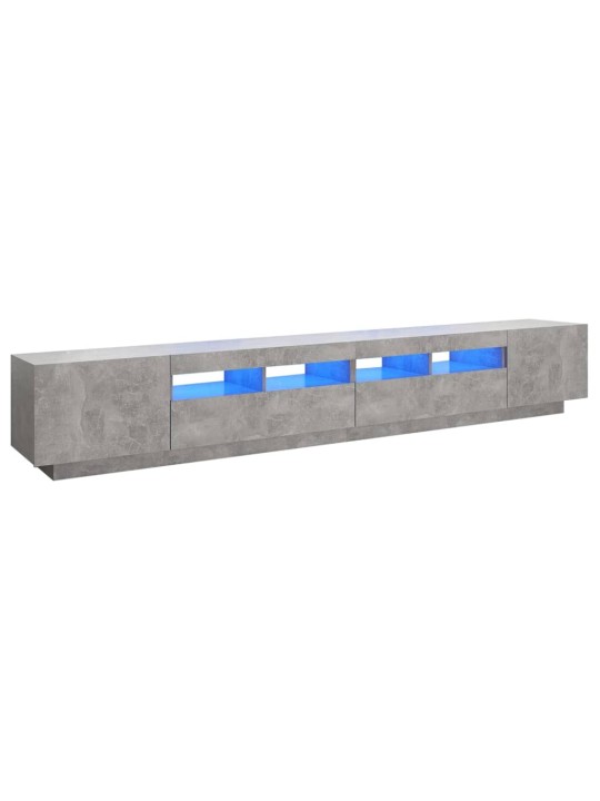 TV-taso LED-valoilla betoninharmaa 260x35x40 cm