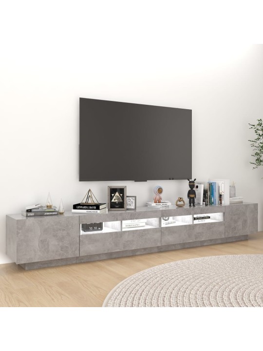 TV-taso LED-valoilla betoninharmaa 260x35x40 cm