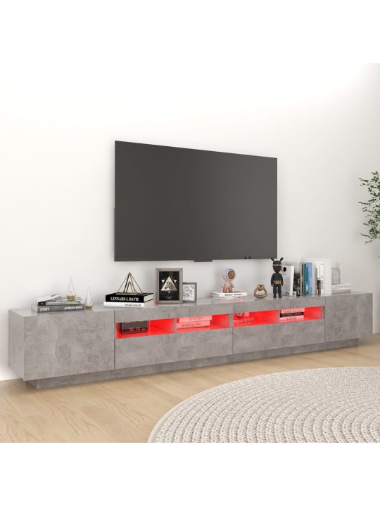 TV-taso LED-valoilla betoninharmaa 260x35x40 cm