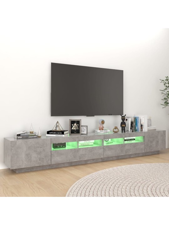 TV-taso LED-valoilla betoninharmaa 260x35x40 cm