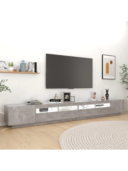 TV-taso LED-valoilla betoninharmaa 300x35x40 cm