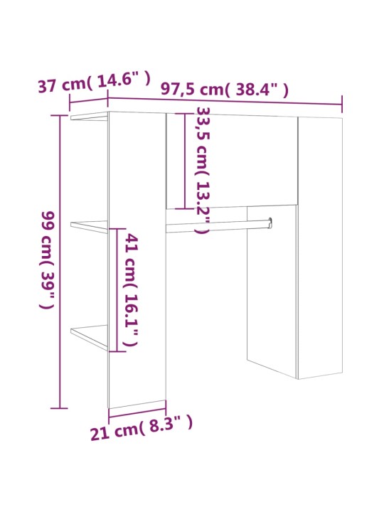 Eteisen kaappi Sonoma-tammi 97,5x37x99 cm tekninen puu