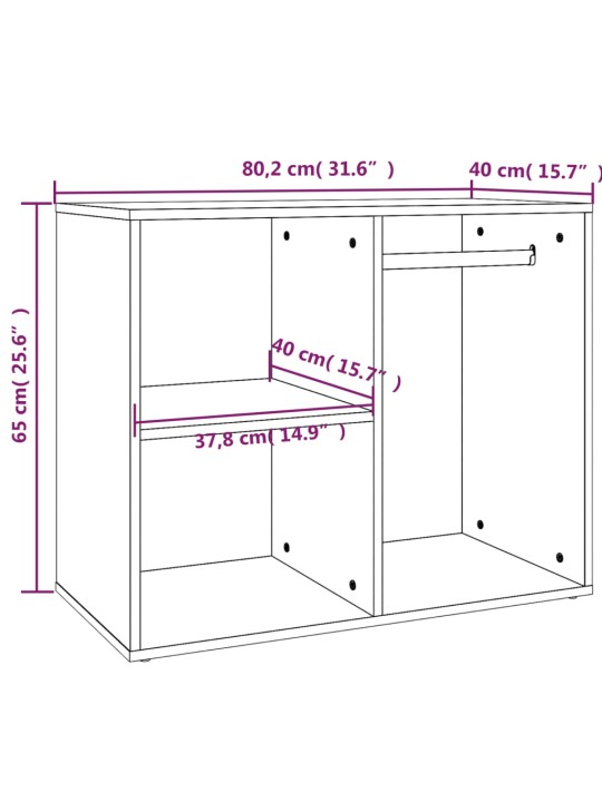 Kosmetiikkakaappi betoninharmaa 80x40x65 cm tekninen puu