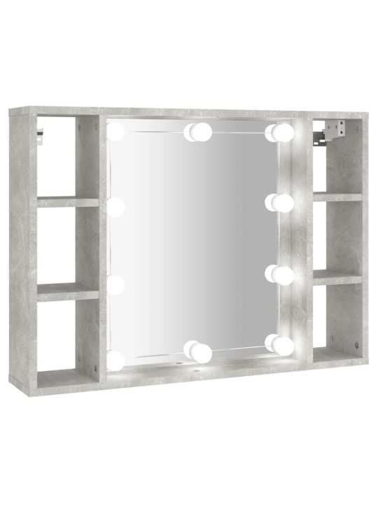 Peilikaappi LED-valoilla betoninharmaa 76x15x55 cm