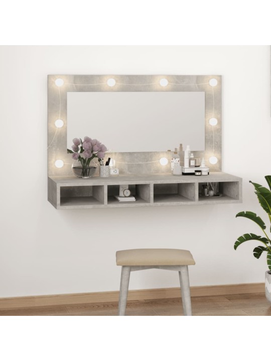 Peilikaappi LED-valoilla betoninharmaa 90x31,5x62 cm