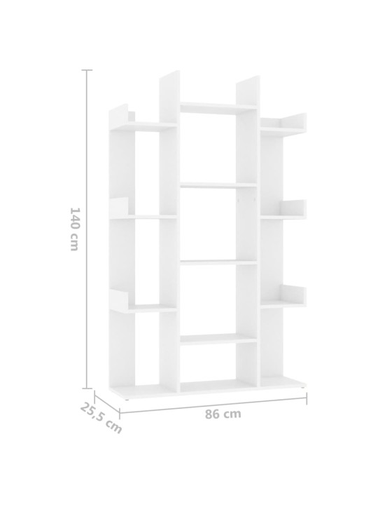 Kirjahylly valkoinen 86x25,5x140 cm lastulevy