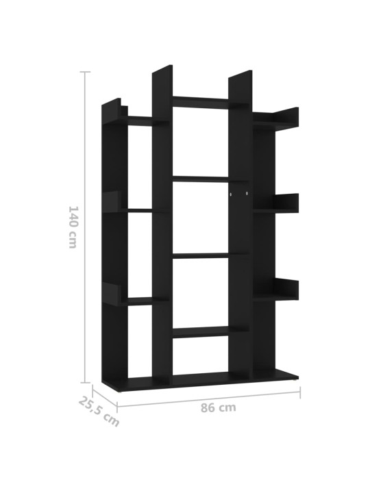 Kirjahylly musta 86x25,5x140 cm lastulevy