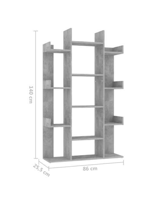 Kirjahylly betoninharmaa 86x25,5x140 cm lastulevy