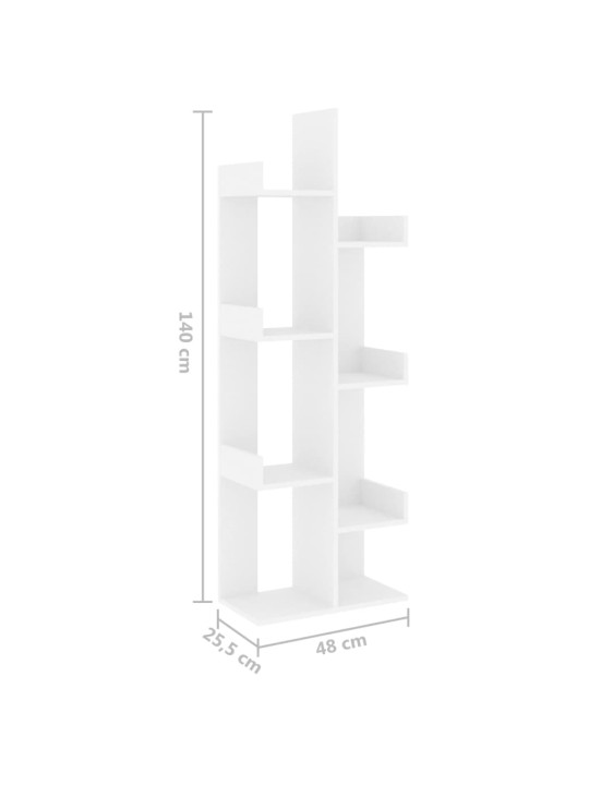 Kirjahylly valkoinen 48x25,5x140 cm lastulevy