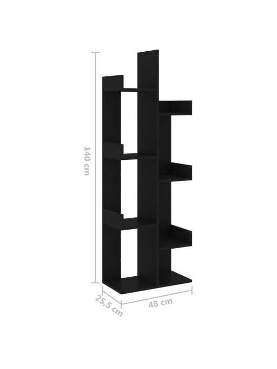 Kirjahylly musta 48x25,5x140 cm lastulevy