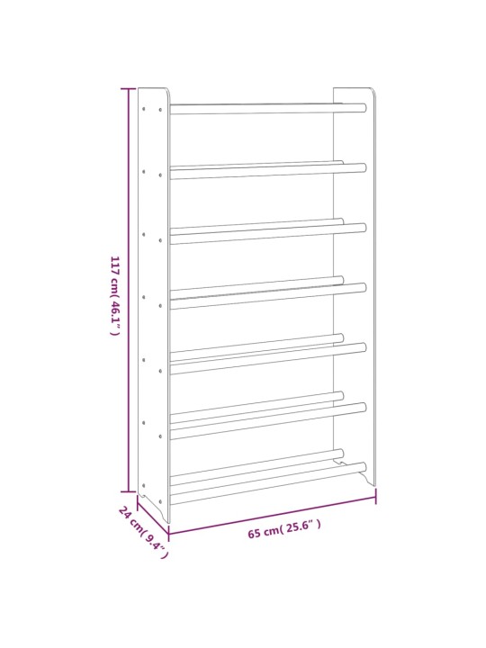 Kenkäteline ruskea 65x24x117 cm tekninen puu