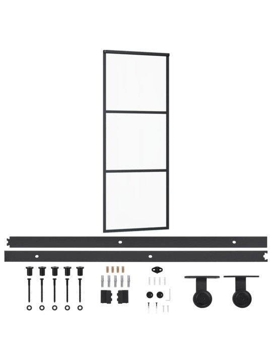 Liukuovi asennustarvikkeilla ESG lasi ja alumiini 76x205 cm