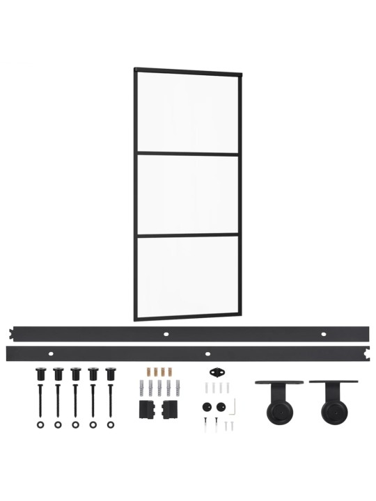 Liukuovi asennustarvikkeilla ESG lasi ja alumiini 90x205 cm