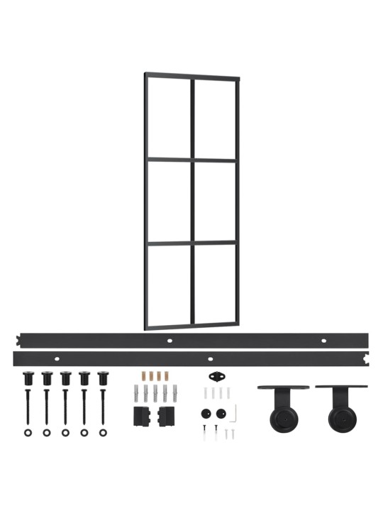 Liukuovi asennustarvikkeilla ESG lasi ja alumiini 76x205 cm