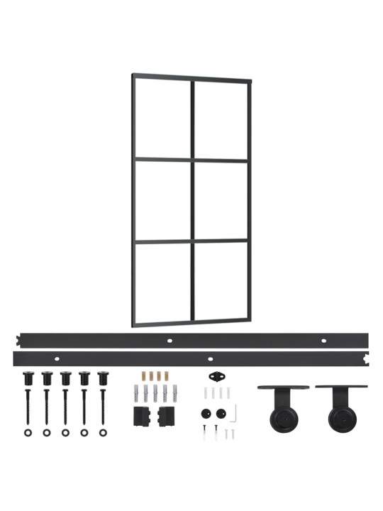 Liukuovi asennustarvikkeilla ESG lasi ja alumiini 102x205 cm