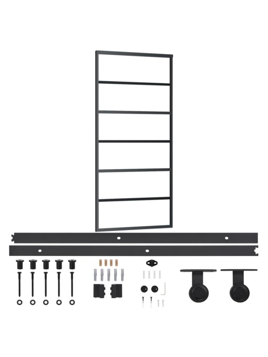 Liukuovi asennustarvikkeilla ESG lasi ja alumiini 90x205 cm