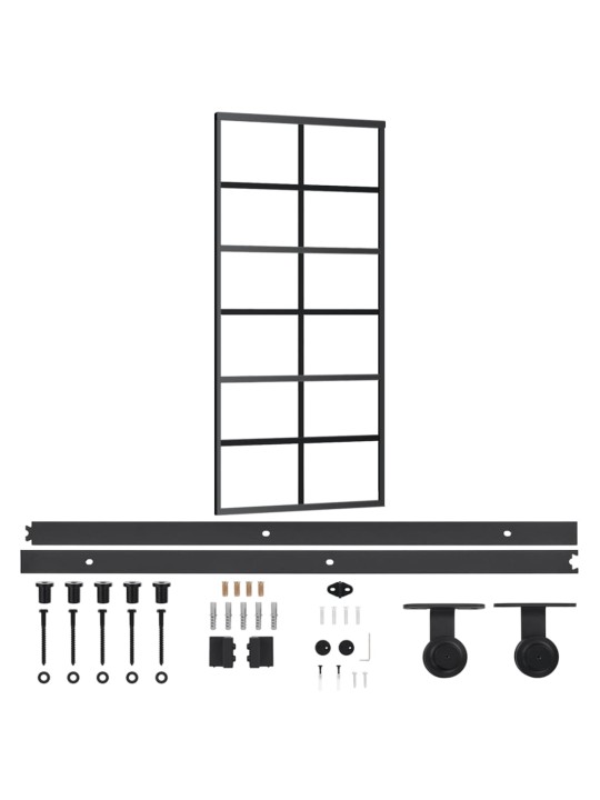 Liukuovi asennustarvikkeilla ESG lasi ja alumiini 90x205 cm