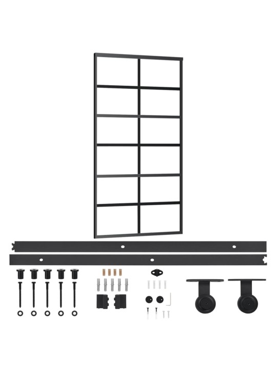 Liukuovi asennustarvikkeilla ESG lasi ja alumiini 102x205 cm