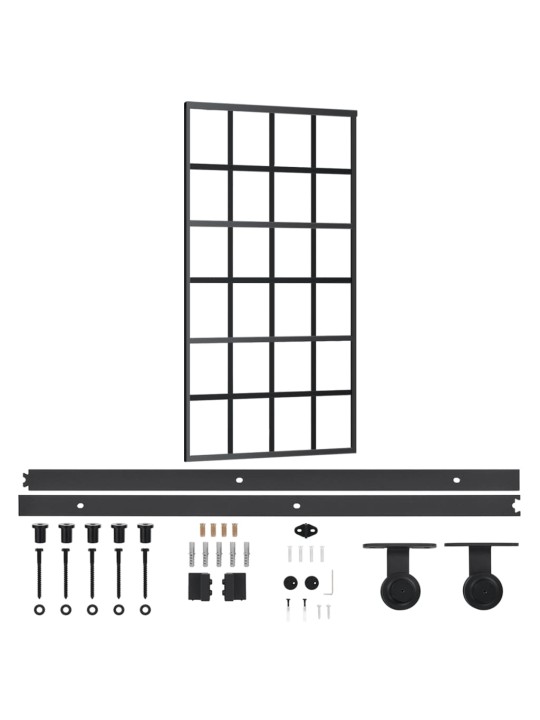 Liukuovi asennustarvikkeilla ESG lasi ja alumiini 102x205 cm