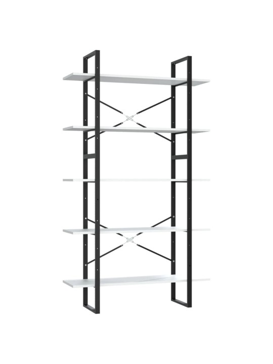 5-tasoinen kirjahylly valkoinen 100x30x175 cm tekninen puu
