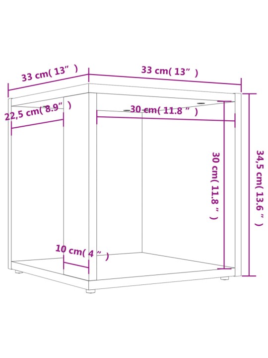 Sivupöytä betoninharmaa 33x33x34,5 cm lastulevy