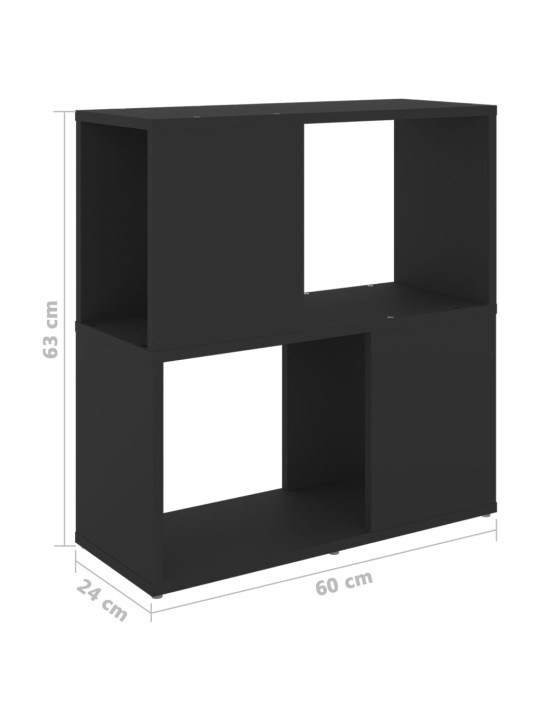 Kirjahylly musta 60x24x63 cm lastulevy