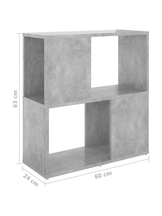 Kirjahylly betoninharmaa 60x24x63 cm lastulevy