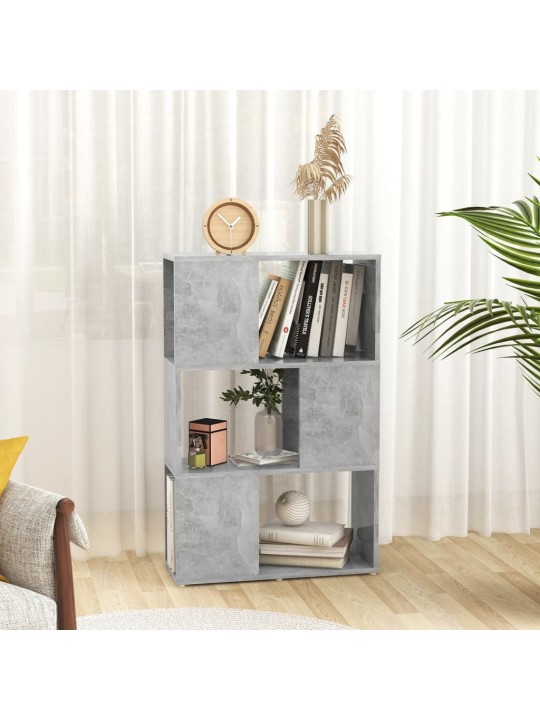 Kirjahylly/tilanjakaja betoninharmaa 60x24x94 cm lastulevy