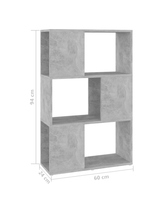 Kirjahylly/tilanjakaja betoninharmaa 60x24x94 cm lastulevy