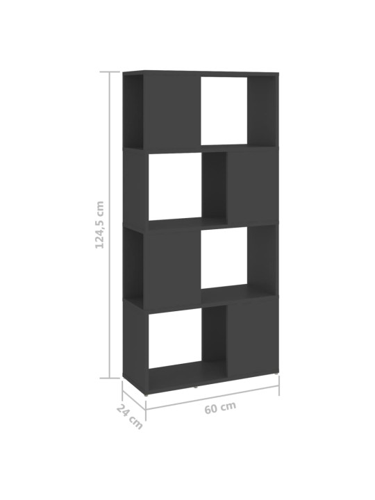 Kirjahylly/tilanjakaja harmaa 60x24x124,5 cm lastulevy