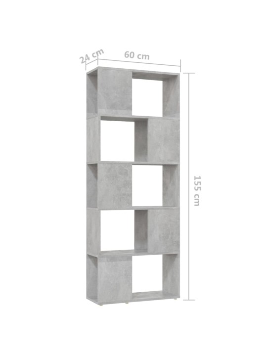 Kirjahylly/tilanjakaja betoninharmaa 60x24x155 cm
