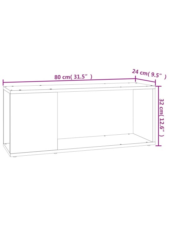 TV-taso valkoinen 80x24x32 cm lastulevy