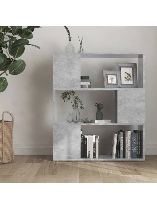 Kirjahylly/tilanjakaja betoninharmaa 80x24x94 cm lastulevy