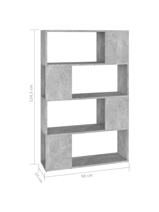 Kirjahylly/tilanjakaja betoninharmaa 80x24x124,5 cm lastulevy