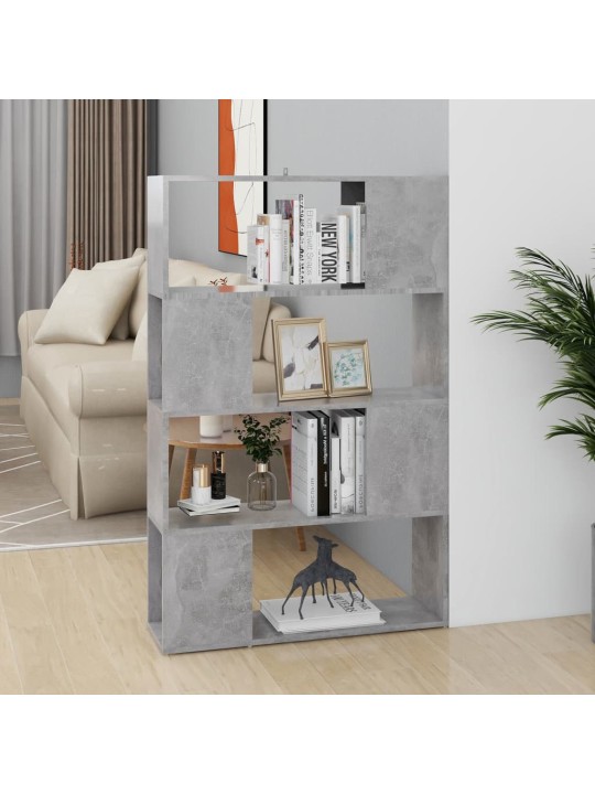 Kirjahylly/tilanjakaja betoninharmaa 80x24x124,5 cm lastulevy