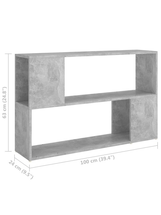 Kirjahylly betoninharmaa 100x24x63 cm lastulevy