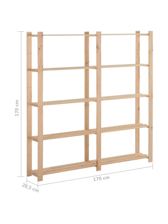 5-kerroksinen varastohylly 170x28,5x170 cm täysi mänty