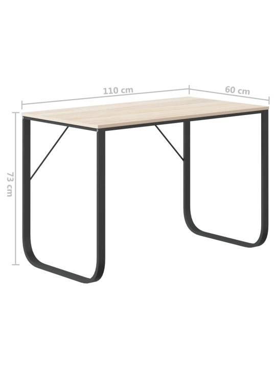 Tietokonepöytä musta ja tammi 110x60x73 cm lastulevy
