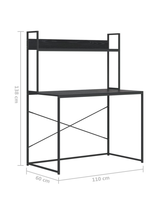 Tietokonepöytä musta 110x60x138 cm lastulevy