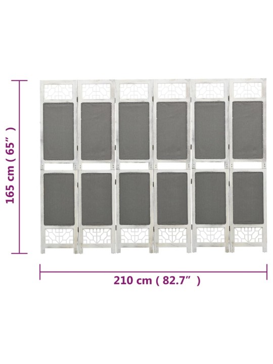 6-paneelinen Tilanjakaja harmaa 210x165 cm kangas